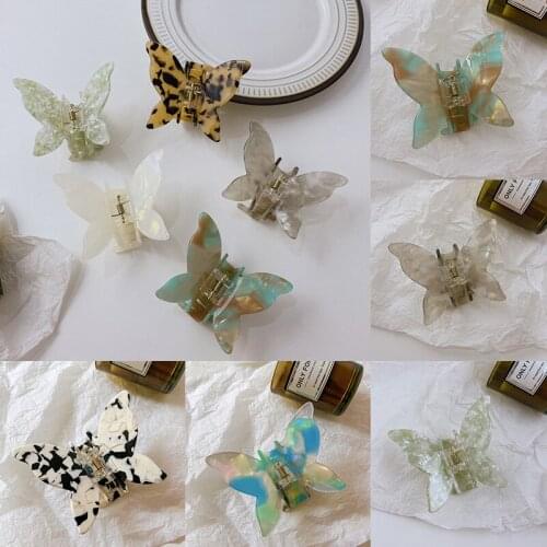 2021 Acetate Butterfly Hair Claw Banana Clip Barrettes Sweet Fairy Geometric Hair Clip Gradient Hairpin Claws Hair Accessories