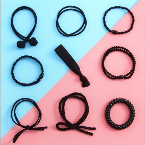 Women Elastic Hair Bands Mint Green Rope Box Set Black Ring Girl Summer Gum Scrunchy Ornament Cute Jewelry Hair Accessories