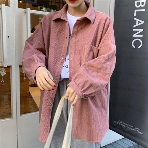 Autumn And Winter New Loose Corduroy Foam Sleeve Versatile Long Sleeve Jacket Womens Top