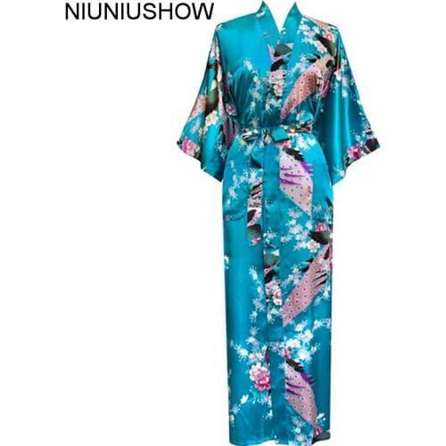 Plus Size S-XXXL Bathrobe With Belt Japanese Geisha Yukata Kimono Women Satin Robe Sexy Sleepwear Flower S02M