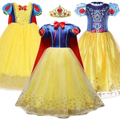 3 4 5 6 7 8 9 10 Years Old Princess Dress for Girls Cosplay Snow White Costume Summe Kids Birthday Party Short Clothes Children