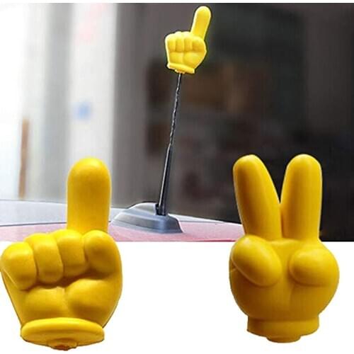 Cute Victory Finger Car Antenna Topper Eva Decorative Car Topper Balls Yellow 1pc