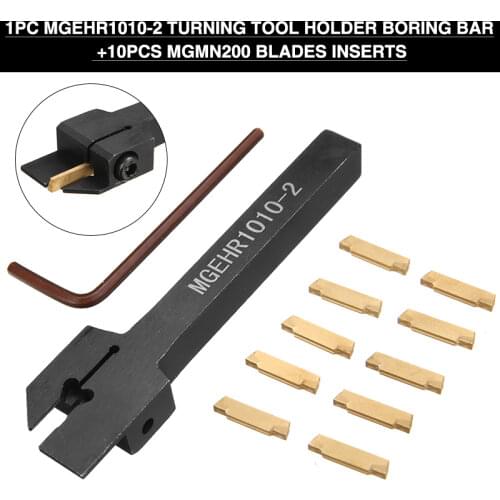 1pcs 10mm MGEHR1010-2 Boring Bar Lathe Turning Tool Holder with 10pcs MGMN200 Blades Inserts for Turning Tool