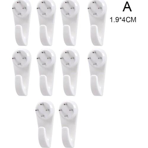 10pcs White Painting Photo Plastic Invisibl Nail Plastic Hanging Hanger Home Decor Wall Hooks Mount Picture Frame Seamless Nail