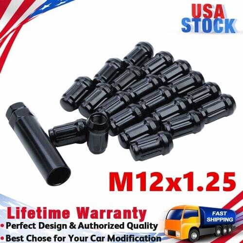 20PCS 12x1.25 Wheel Lug Nuts + 1 Lock Key For Subaru STI BRZ FR-S Nissan 350Z