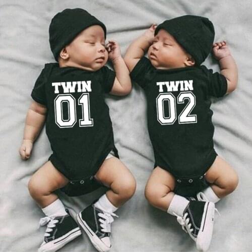 2021 Twins Matching Baby Bodysuit Cotton Boys Girls Onesies Newborn Baby Body Romper Summer Twins Outfits Gift for Twins 0-24M