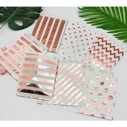 25pcs Gold Foil Dots Paper Bags Golden Star Candy Treat Bag Wedding Gold Hot Stamping Baked Goods Bag Gifts Packing