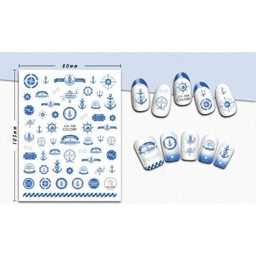 Nail Sticker 3D Nails Art Slider Tattoo Foil Anchor Rudder Pirate Design Decoration Manicure Tips Adhesive Wraps Pegatinas