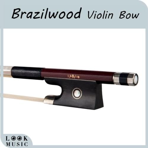 4/4 Violin Bow Brazilwood Octagonal Stick Ebony Frog W/ Paris Eye Inlay Sheepskin Grip White Mongolia Horsehair