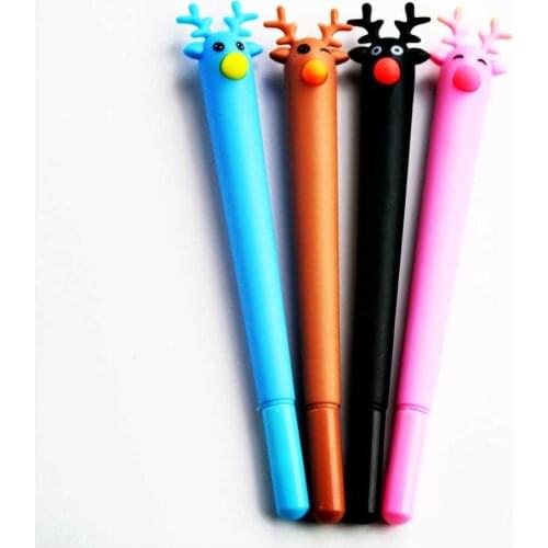 4pcs/Set Creative Stationery Cute Affordable Deer Gel Pen Learning Christmas Elk Pen Refill Pen Office For School 2020