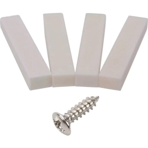 4Pcs Bone Material DIY Unslotted Nut & 50Pcs Pickguard Screws 3MM for Fender Strat Style Guitar (Silver)