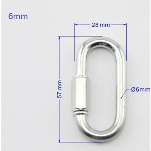 4pcs/lot 6mm D Shape Buckle Carabiner Survial Key Chain Clip Hook Hammock Hooks Quick Link Chain for chandelier DIY accessories