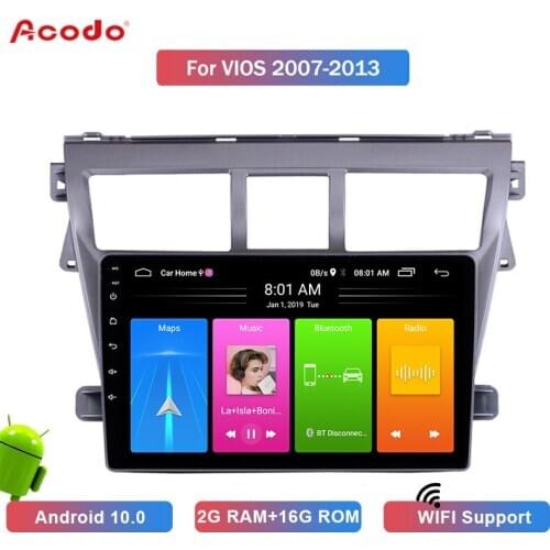 ACODO 2+16G Android 10.0 Car Radio Multimedia Player For Toyota VIOS 2007-2013 Navigation GPS 2 din