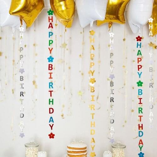ALEYMAX Banner Streamer Letter"Happy Birthday" Banner Party Birthday Home Decoration Balloon Accessory Bunting Flag