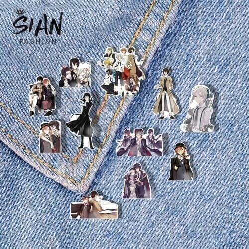 SIAN Japanese Anime Bungou Stray Dogs Brooches Pins Acrylic Brooch Art Photo Pin Cartoon Badges Denim Jackets Shirt Accessories