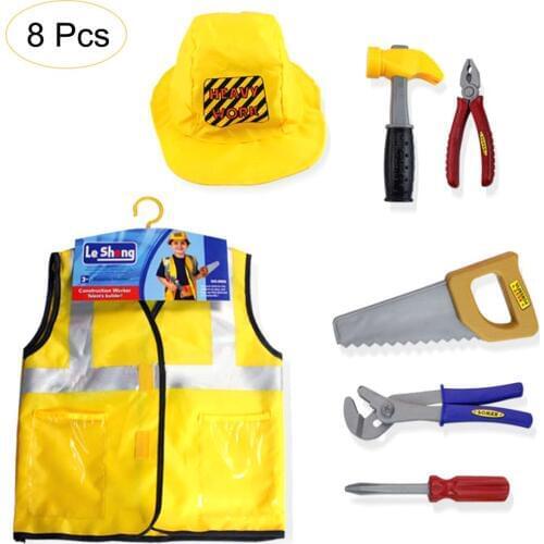 Kid Acting Clothes Construction Worker Costume Role Play Kit Set For Kids Children Stage Performance Acting