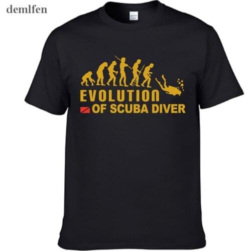 Evolution Of Scuba Diver Dive Down Flag Dive Funny Black T-shirt Men Summer Cotton T Shirt Tops Tees