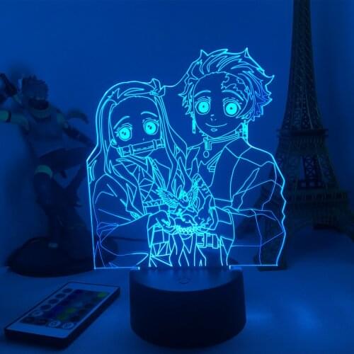 Kimetsu No Yaiba Nezuko Kamado Figure Led Night Light for Bedroom Decor Nightlight Kids Child Table 3d Lamp Demon Slayer Gift