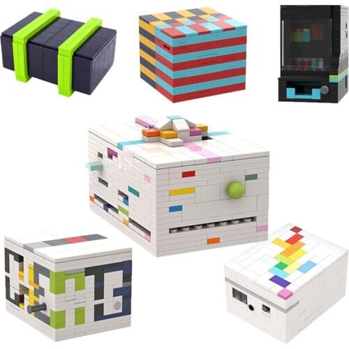 Intelligence Decryption Box Color Building Blocks Kit Cube Puzzle Candy Case Vending Magic Model Bricks Toys MOC Children Gifts