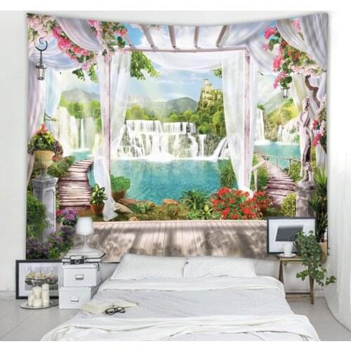 Beautiful seascape wall hanging forest landscape HD landscape 3d printing digital printing home decoration tapestry