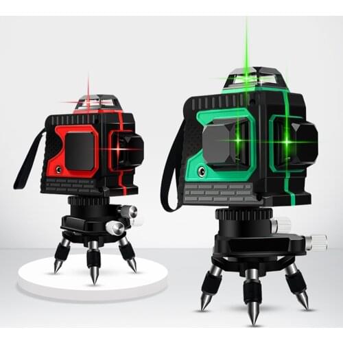 3D 12 Lines Red/Green Laser Level Meter Touch Control Laser Leveling Device Professional Self-Leveling Laser Level 360 with Bag