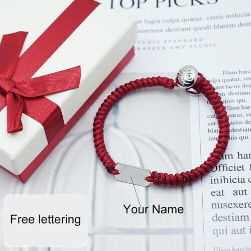 Lucky Bracelets Engraved Rope ID Bracelet Braided Friendship Couples Women Men Custom Name Initials Wristband