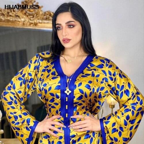 Muslim Jalabiya Dubai Abaya Turkey Arabic Moroccan Kaftan Islamic Clothing 2021 Ramadan Eid Mubarak Hijab Dress for Women Modes