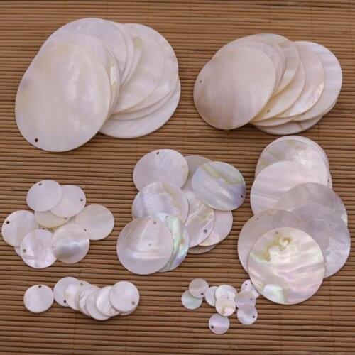 10 PCS Round Disc Natural Beige White Mother of Pearl Shell 1cm-6cm Choose