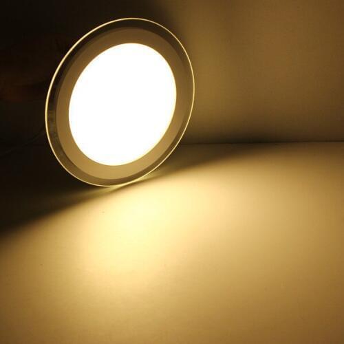 Non Dimmable/ Dimmable 6W 9W 12W 18W LED Panel Downlight Round Glass Panel Lights Ceiling Recessed Lamps AC85-265V + Driver