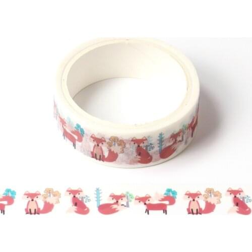 New 1PCS Pretty Japanese Flower Fox Washi Tape Decorative Tape Scrapbook Paper Masking Sticker Photo Album Washi Tape