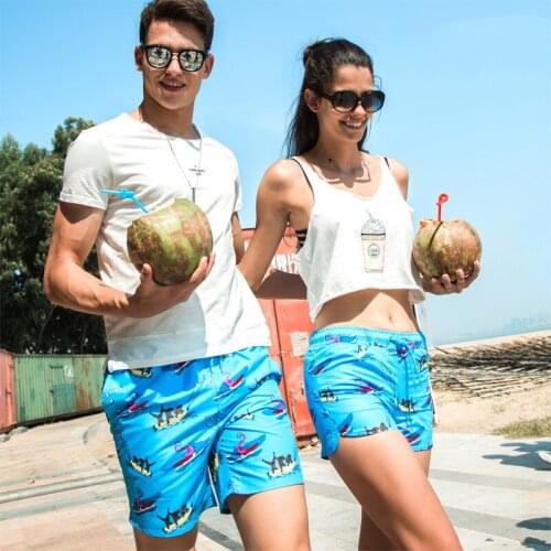 New vacation couple breathable men beach shorts 2021 men swimming pool leisure hawaii swimwear men gym sports surf swimsuits