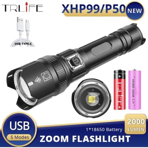 NEW XHP99 XHP50 Powerful Portable 18650 LED Flashlight Waterproof Aluminum LED Lanternas Tactial Zoom Torch 5 Modes Xlamp 2000LM