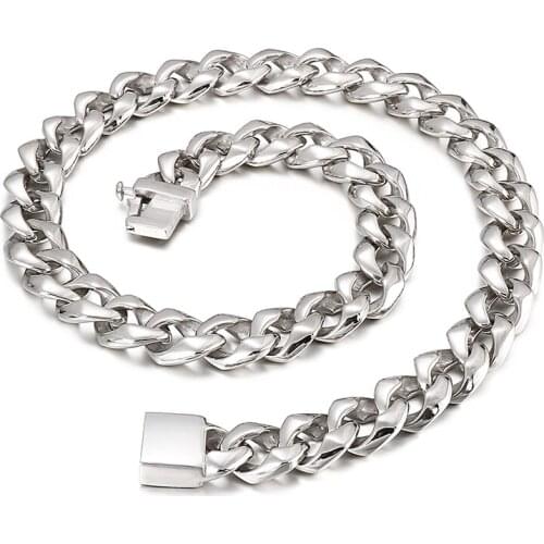 222g Heavyweight 16mm 24 inches Stainless Steel Silver Cuban Chain Necklace For Mens Boys Cool Hip-hop Jewelry Gifts