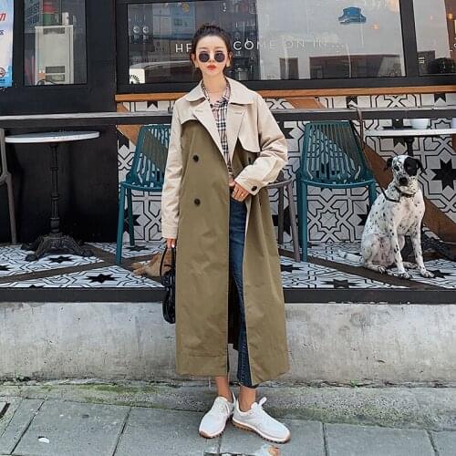 Womens Windbreaker Spring Autumn Big Size Jacket 100% Cotton Ladies Long Cloak Female Casual Fashion Wear A Belt Trench Coat