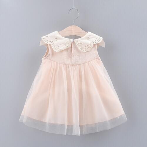 Girls princess Dresses Summer New Baby Girl Toddler Sweet Mesh Stitching Bow Lace Doll collar Vest Fluffy Dress