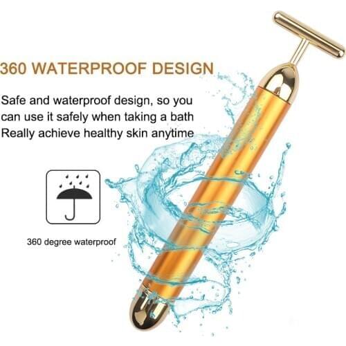 Slimming Face Roller 24k Gold Vibration Facial Beauty Roller Massager Stick Lift Skin Tightening Wrinkle Bar Skin Care Tool