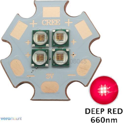 3V / 6V / 12V Epileds 3535 4Chips 4-18W High Power Plant Grow LED Emitter Deep Red 660nm with 20mm Copper PCB
