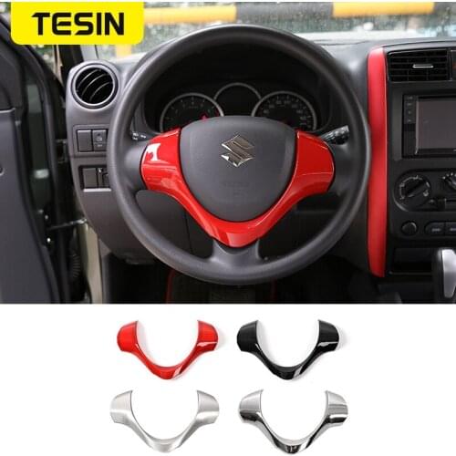 TESIN Car Styling Interior Steering Wheel U-Shape Decorative Trim Cover Frame Bezel Fit for Suzuki Jimny 2015-2017 Accessories