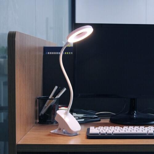 USB Rechargeable Table Lamp Flexible LED Desk Lamp Dimmable Touch Switch 3 Modes Clip Study Lamps Eye Protection Table Light