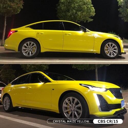 Factory Selling OEM Customized Crystal Corn Yellow 1.52*18m Size With Bubble Free Film Car PVC Film