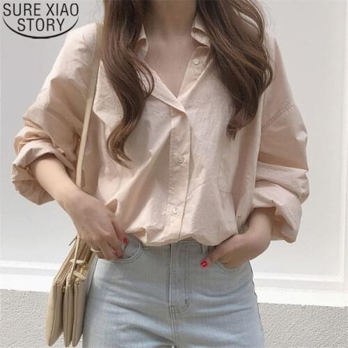 Vintage Long Sleeve Shirts and Blouses Women Tops 2021 Autumn Korean Chic Blouse Loose Clothes Fashion Office Lady Shirt 12508