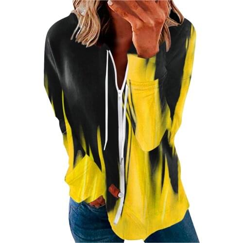 Autumn Winter Hoodies Women Fashion Long Sleeve Zip-up Hoodie Jacket Tie Dye Printed Sweatshirt Coat Sudadera Mujer Толстовка