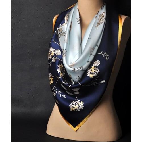 Pure Silk Scarf Laides Real Silk Square Scarf Women Fashion Soft Elegant Luxury 90*90cm Large Suare Bandana Neckerchief