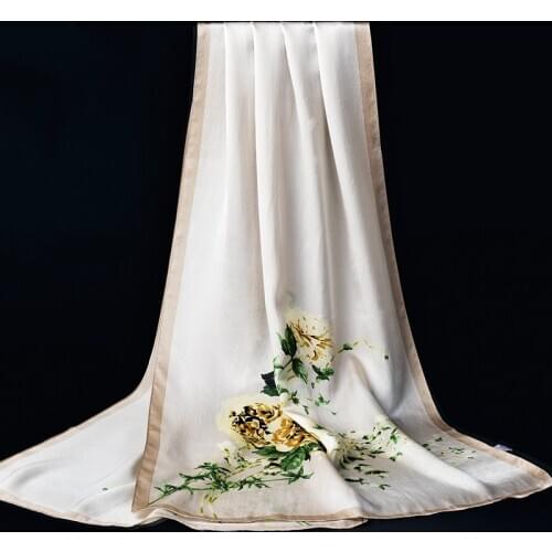 100% Hangzhou Pure Silk Scarf Ladies 2021 New Real Silk Wraps for Women Print Shawls Vintage Scarves Silk Natural Foulard Femme