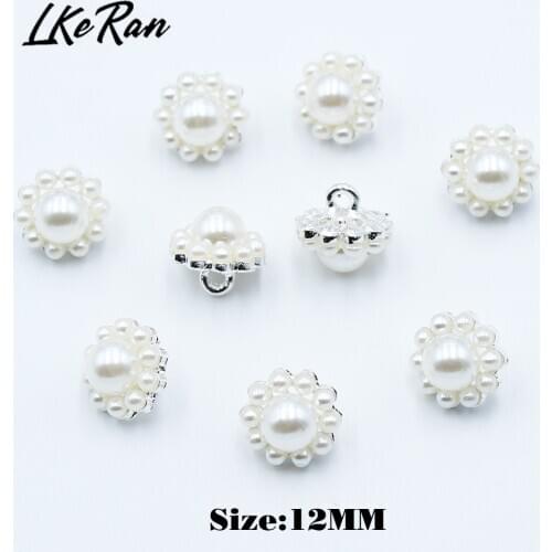 10Pcs Mini 12MM Flower Sewing Pearl Buttons For Silver Craft Diy Handmade Buttons Clothing Decorative Embellishment Accessories