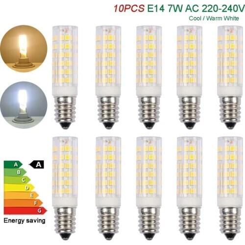 10pcs E14 LED bulbs 7W SMD corn chips Replace Halogen lights lamps AC 220V 240V