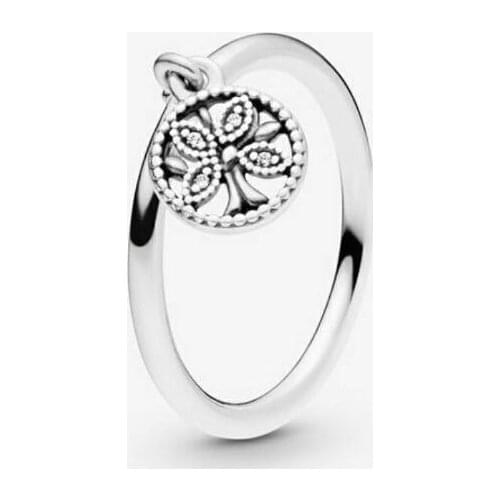 100% 925 Silver Life Tree Pan Ring Suitable For Ladies Wedding Gift Diy Jewelry