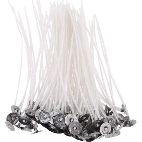 100Pcs Candle Wicks 12cm Cotton Core Pre Waxed With Sustainers For Candle Making