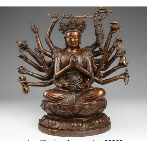11 Tibet Buddhsim Red Copper Quasi mention Bulmo GuanYin Kwan-yin Buddha Statue
