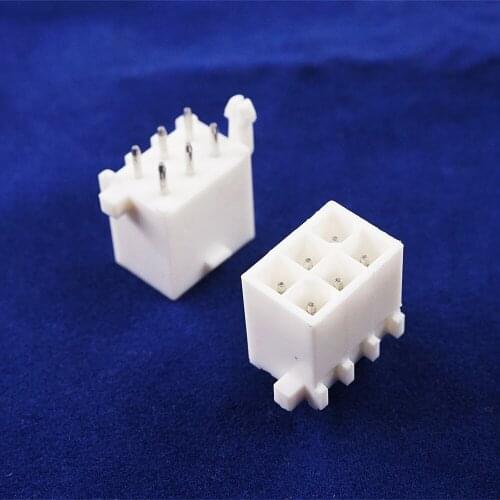 2pcs 2x3 Wafer 4.14 mm Male Header 6 position 0.163" Straight Through Hole Cross Mini Universal Mate-N-Lok 770178-1 Shrouded